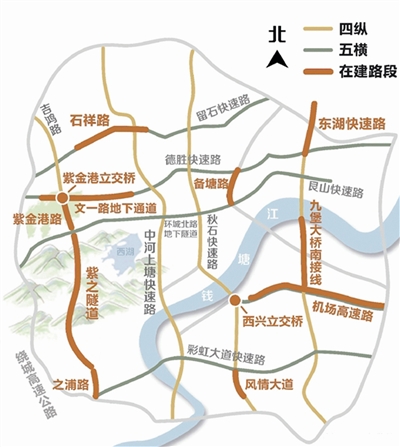 杭州"四纵五横"快速路网系统(资料图)