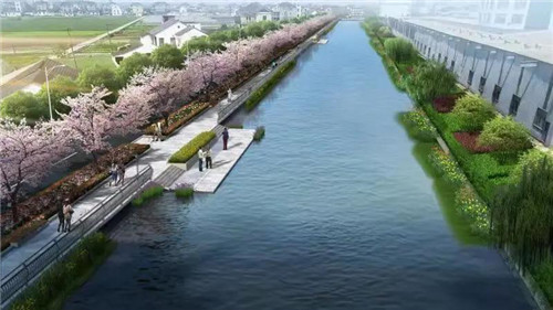 新建沿河游步道和亲水平台,打造极具沙地特色的美丽河道
